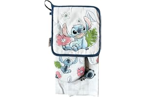 7STAR 3-Piece Kitchen Set – Stylish Oven Mitts, Pot Holders, and Dish Towel!- Kitchen Decor and Essential Accessories (1, Stitch)