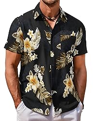 COOFANDY Mens Hawaiian Shirt Short Sleeve Button