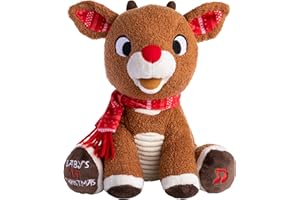 KIDS PREFERRED Santa Claus Rudolph The Red-Nosed Reindeer Musical Stuffed Animal, Baby's First Christmas Plush, 8 Inches