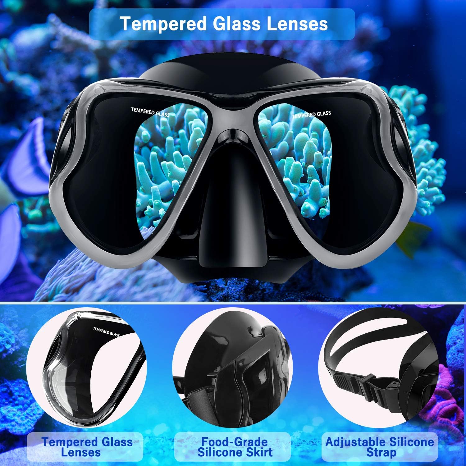 Greatever Dry Snorkel Set, Panoramic Wide View, Anti-Fog Scuba Diving Mask, Easy Breathing and Professional Snorkeling Gear for Adults : Sports & Outdoors