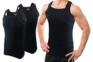Different Touch 2 Pack Men's Tank Tops Square Cut Muscle Rib A-Shirts