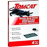 Tomcat Mouse Glue Traps, 4-Pack | Ready-to-Use Indoor Mouse Traps | Pesticide-Free Rodent Control | High Capture Grip