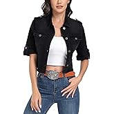 J.Corrine Women's Short Sleeve Stretch Denim Jacket Retro Casual Button Down Cropped Trucker Jean Jackets