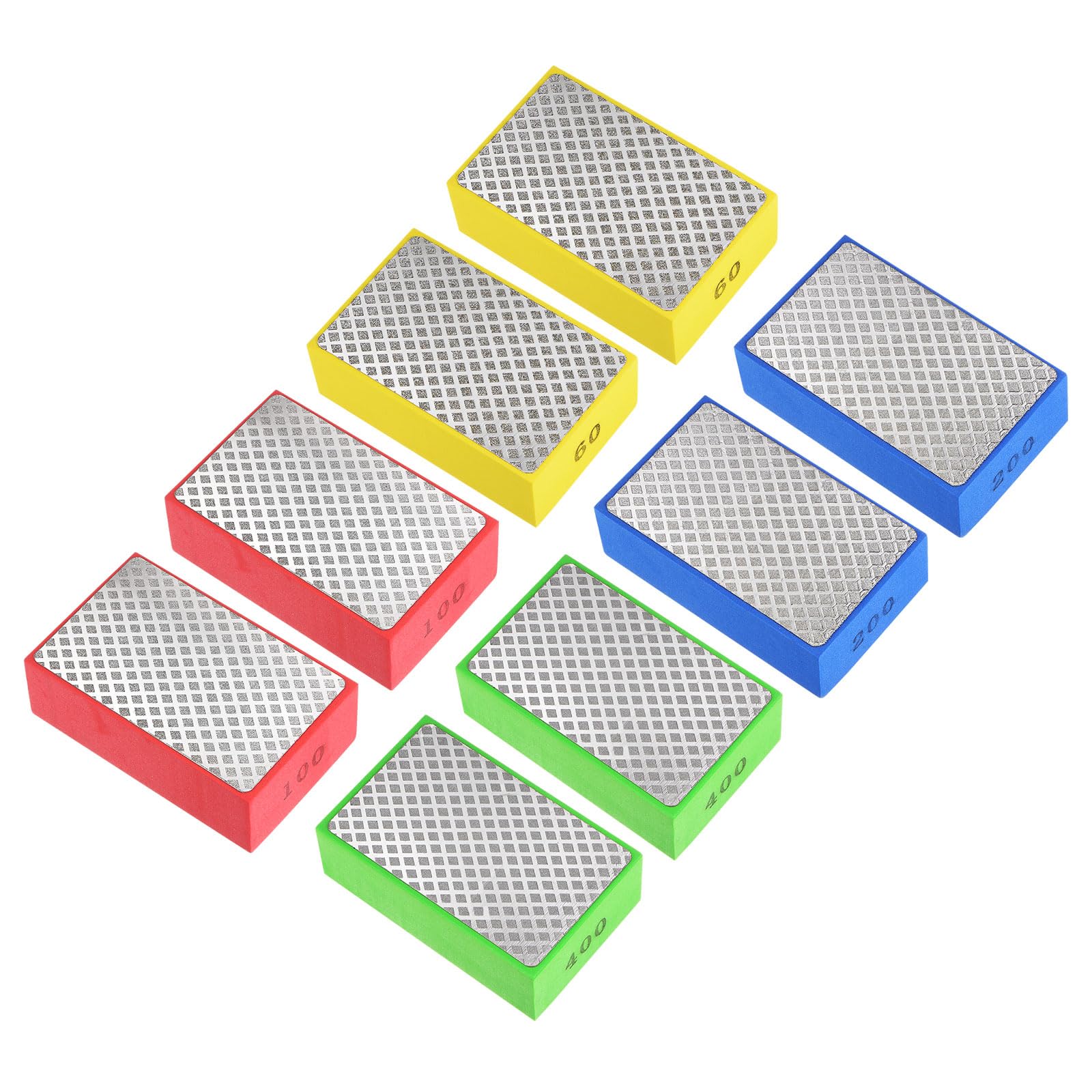 CoCud Diamond Polishing Pad Set, 60# 100# 200# 400# Grits, Sanding Block Glass Grinding Pads - (Applications: for Polishing Glass Stone Tile), 8-Pieces