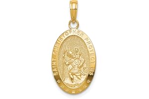 AVARIAH DIAMONDS Avariah Solid 14k Yellow Gold Saint Christopher Medal Pendant - 27.3mm