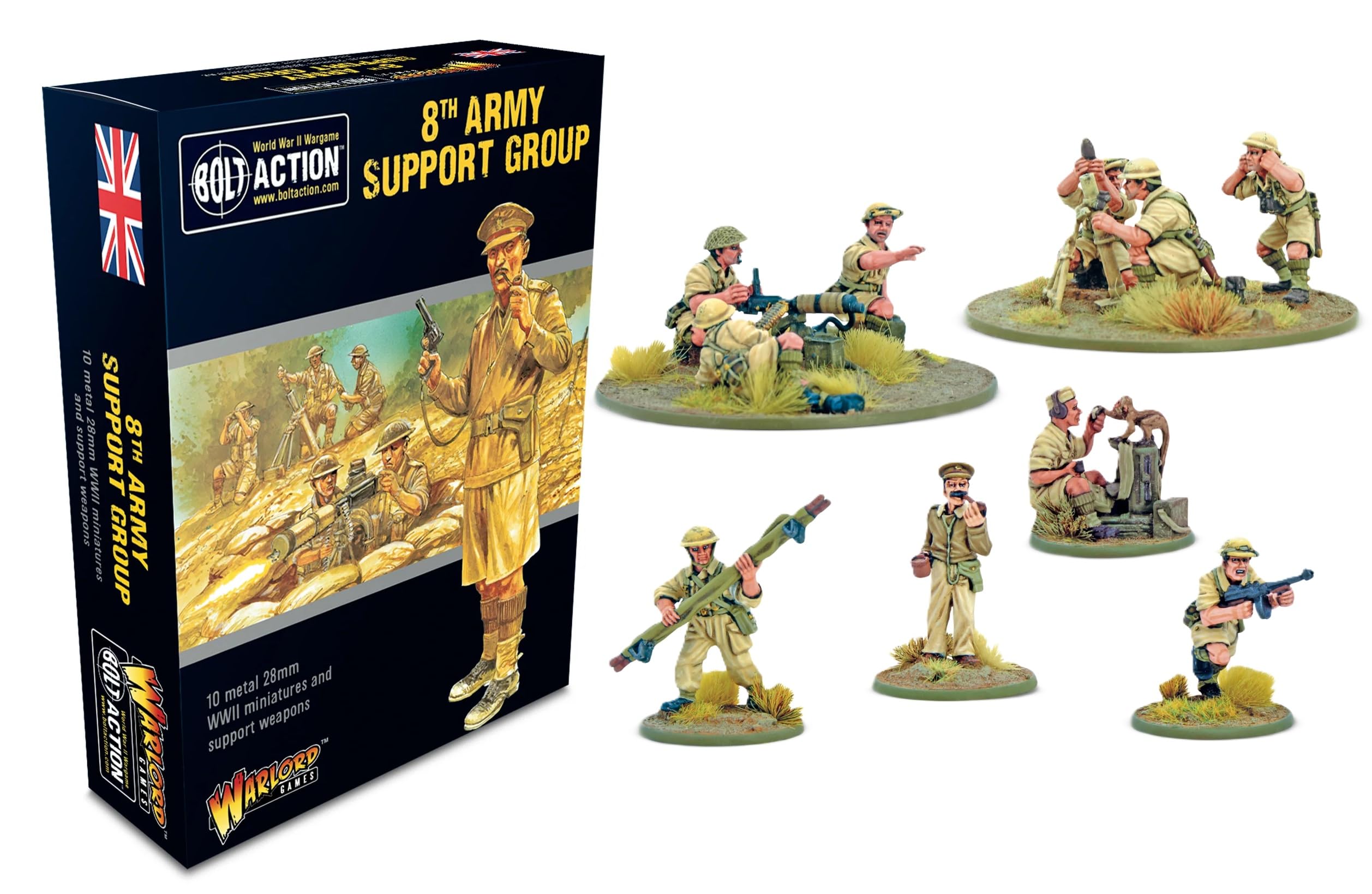 Warlord Games 8th Army Support Group - 28mm Scale Metal Miniatures for Bolt Action Highly Detailed World War 2 Miniatures for Table-top Wargaming