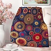 ZwenPdoe Colorful Bohemian Printed Blanket for Women Men, Mandala Circular Patterns Soft Lightweight All Season Throw for Home Decor, Couch, Bed, Camping, Travel, 40x50 Inches