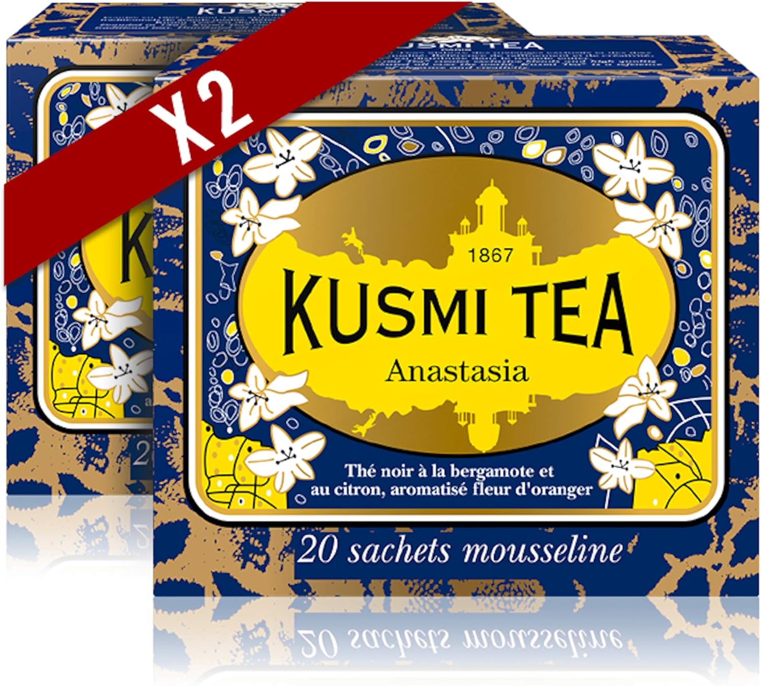 Kusmi Tea Thé Anastasia Thé Noir à la Bergamote, Aromatisé Fleur d