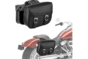 NOMAD USA Nomad Leather Motorcycle Saddlebags Large Quick-Easy Universal Fit Throw Over Saddle Bags Cruiser Biker Side Bags (Black)
