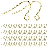 Earring Hooks 14K Gold Plated Hypoallergenic Ear Wires for DIY Jewelry Findings Unisex（200PCS, 100 Pairs）…