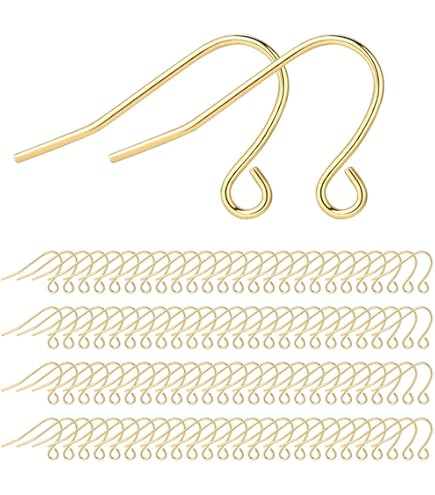 10k gold fish hook ear wire 14 Earring Wires 14K Filled 21 Gauge : Arts, Crafts & Sewing Size:1 3/4