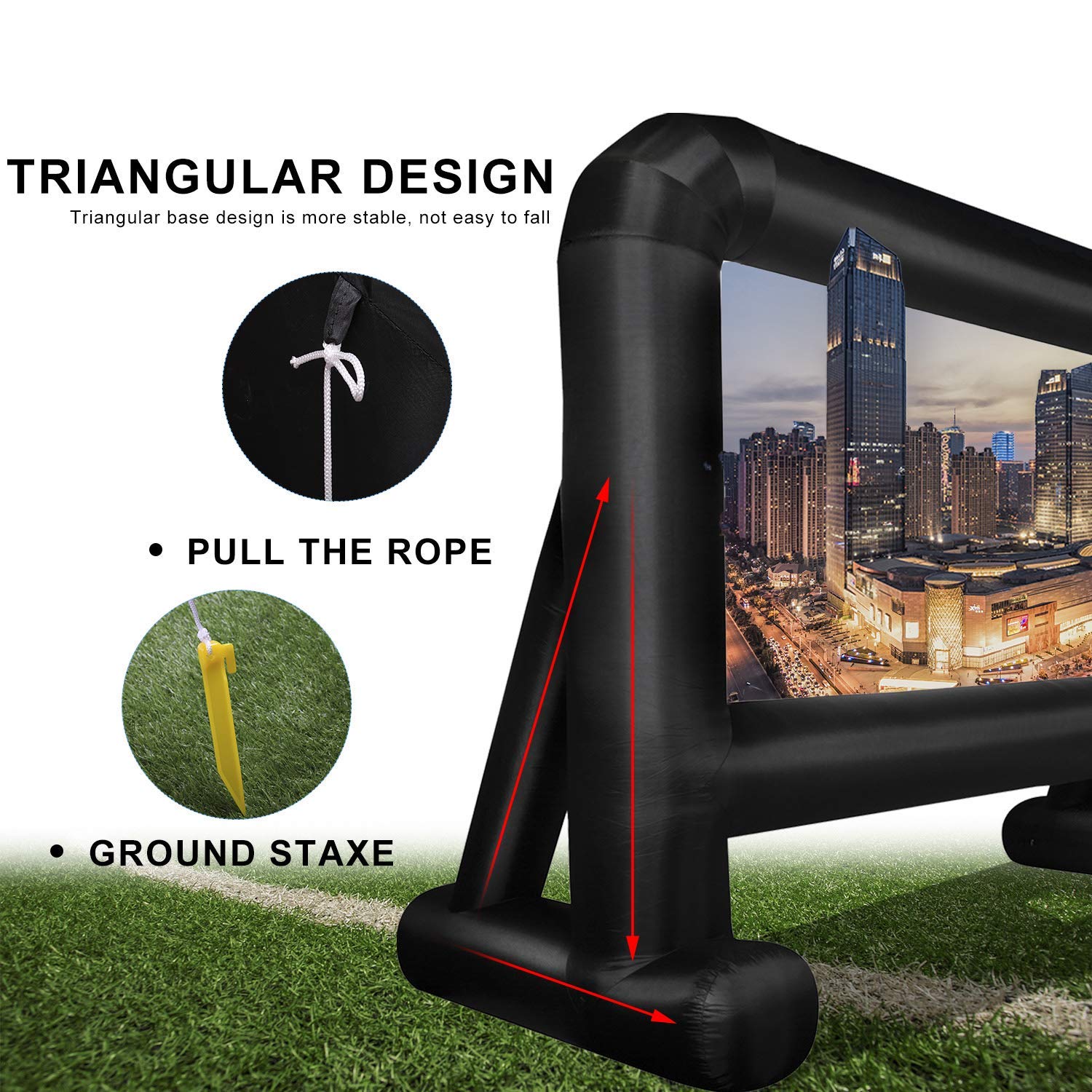 OUTTOY Inflatable/Blow Up Projection Screen with Quiet Fan and Storage Bag, Easy Set up, Mega for Outdoor, Backyard Movie Night, Theme Parties, Celebrations-16FT