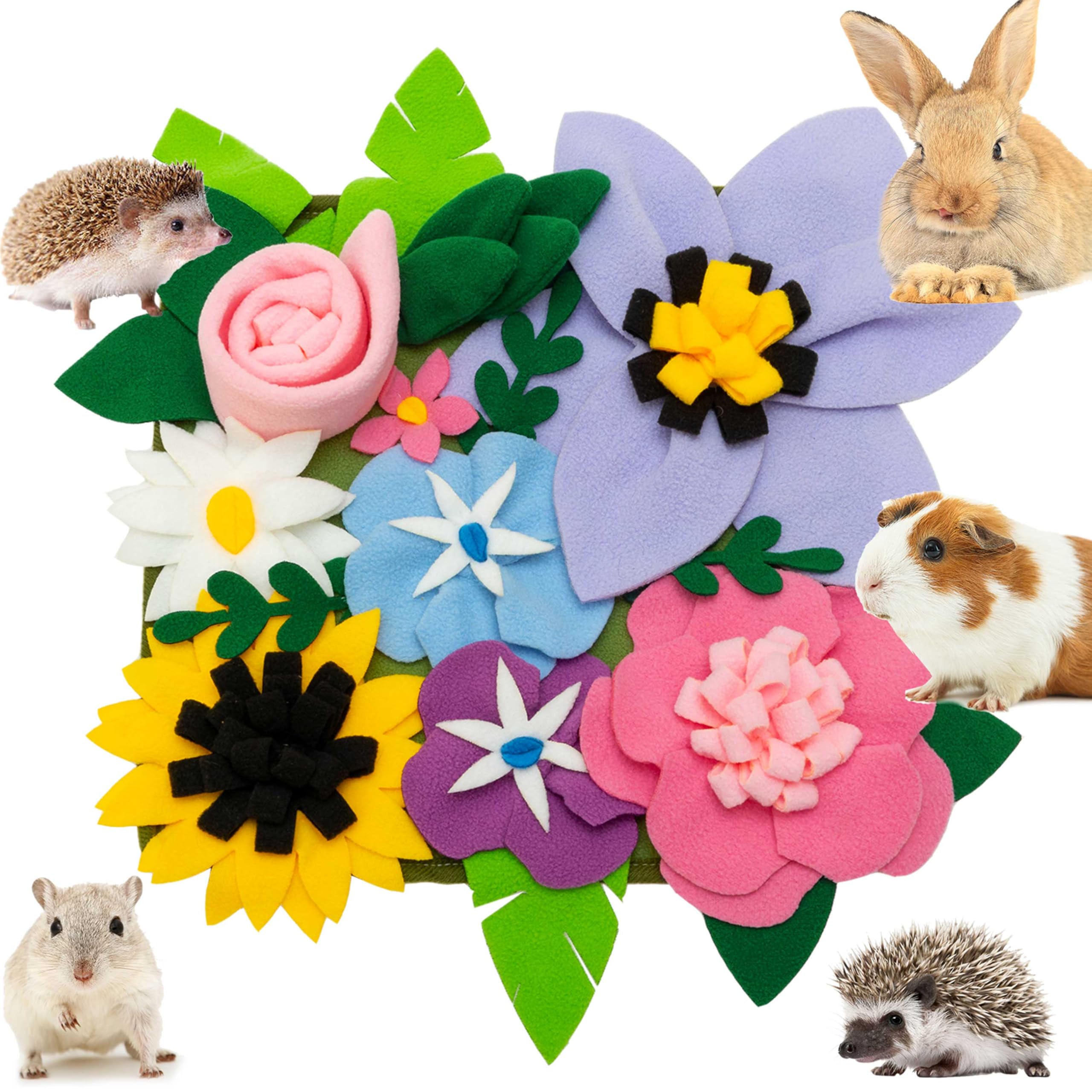 Photo 1 of KAYCOWZA Small Animal Foraging Mat for Rabbit Hedgehog Guinea Pig Rat Chinchillas Bunny - Interactive Cute Flower Funny Feeder Toy Feeding Mat Bedding Cage Accessories