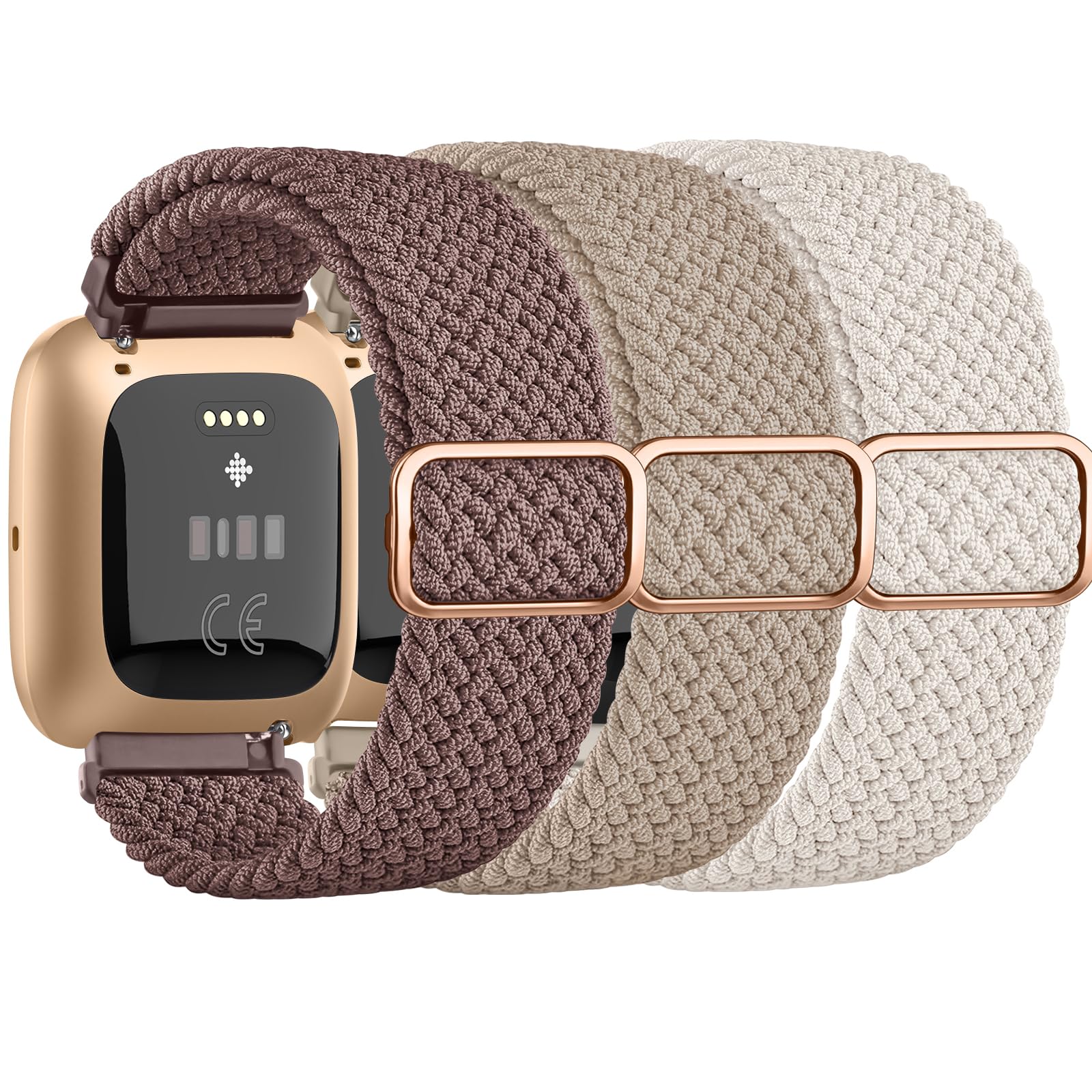 Tobfit Elastic Bands Compatible with Fitbit Versa 2 Watch Bands Women Men, Soft Adjustable Stretchy Loop Nylon Stylish Replacement Wristbands for Fitbit Versa 2 / Fitbit Versa / Versa Lite / Versa SE