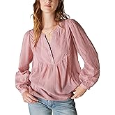 Lucky Brand Women's Smocked Button Through Blouse