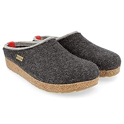 HAFLINGER Unisex Open Back Slippers, Grey, 11 US Men