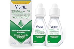 Visine Allergy Eye Relief Multi-Action Antihistamine & Redness Reliever Eye Drops with Pheniramine Maleate & Naphazoline HCl, Eye Drop Treatment for Red, Itchy, Allergy Eyes, 0.5 fl. oz, 2 Pack