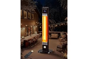 MEPTY 1500W Outdoor Electric Heater, Infrared Patio Heaters for Outdoor Use with Remote&Touch Control, 24H Timer,3 Heat Settings, Quiet,Overheat&Tip-Over Protection for Deck,Balcony,Porch,Backyard