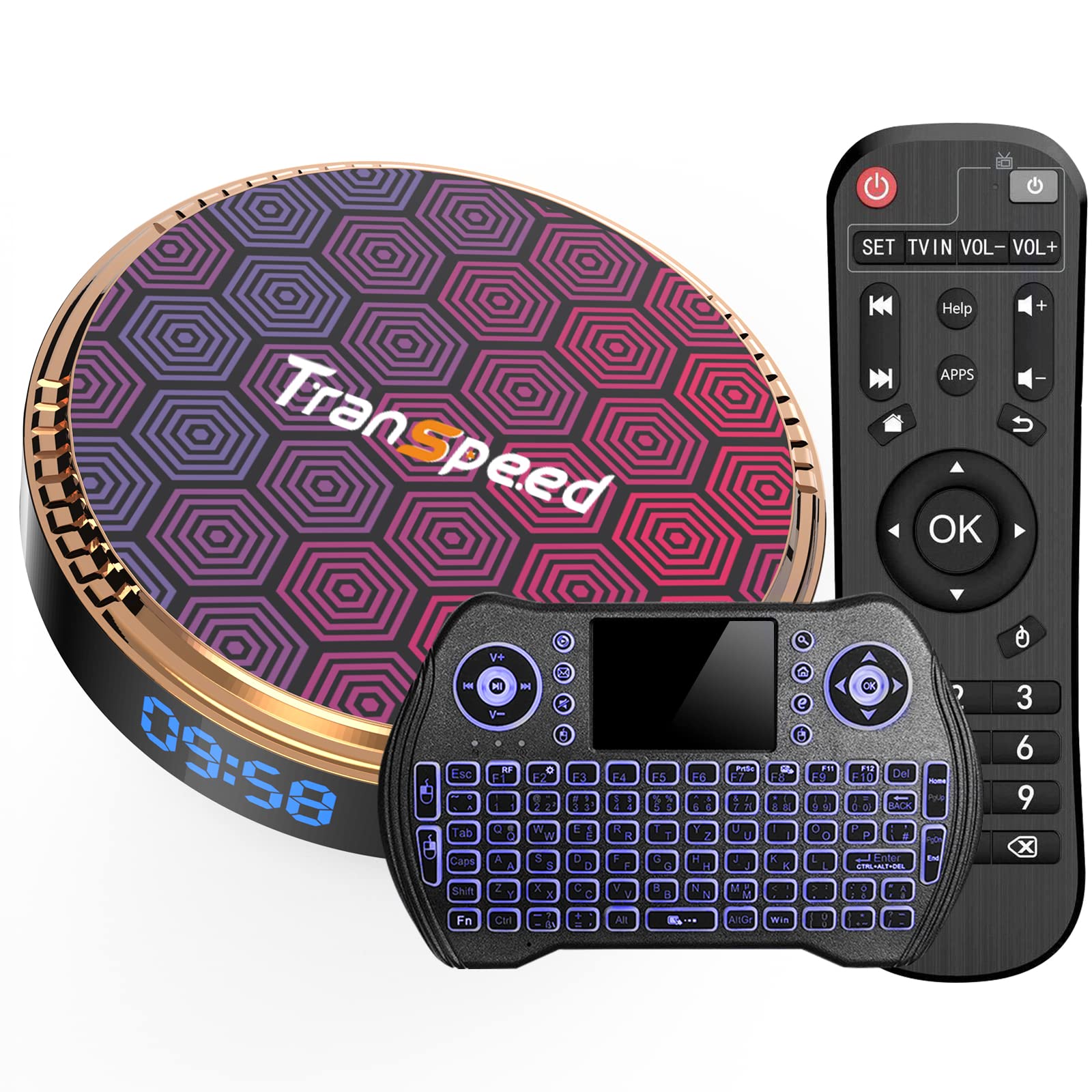 Android TV Box 12.0 4GB RAM 64GB ROM Dual-Band WiFi 6 Android Box 2023 with H618 Chipset Support 4K 6K HDR10 BT5.0 USB 2.0 with Mini Backlit Keyboard