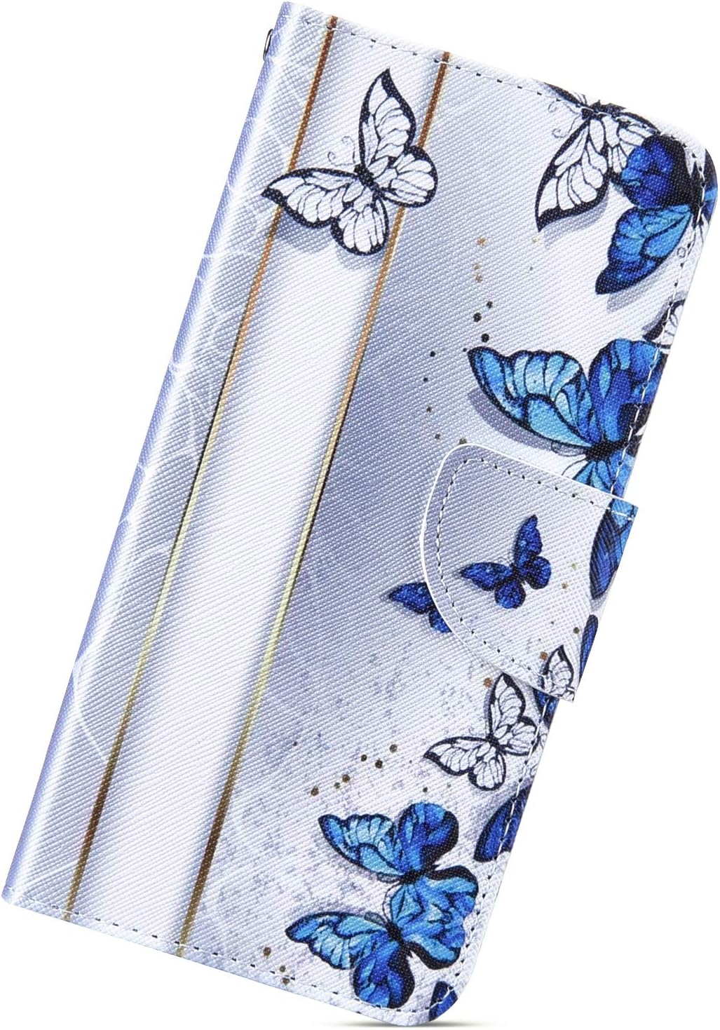 Samsung Galaxy Note 8,KunyFond for Samsung Galaxy Note 8 Case,Painted Cute Pattern PU Leather Flip Wallet with [Card Slots][Magnetic Closure] Stand Function TPU Inner Stand Case,Blue butterfly