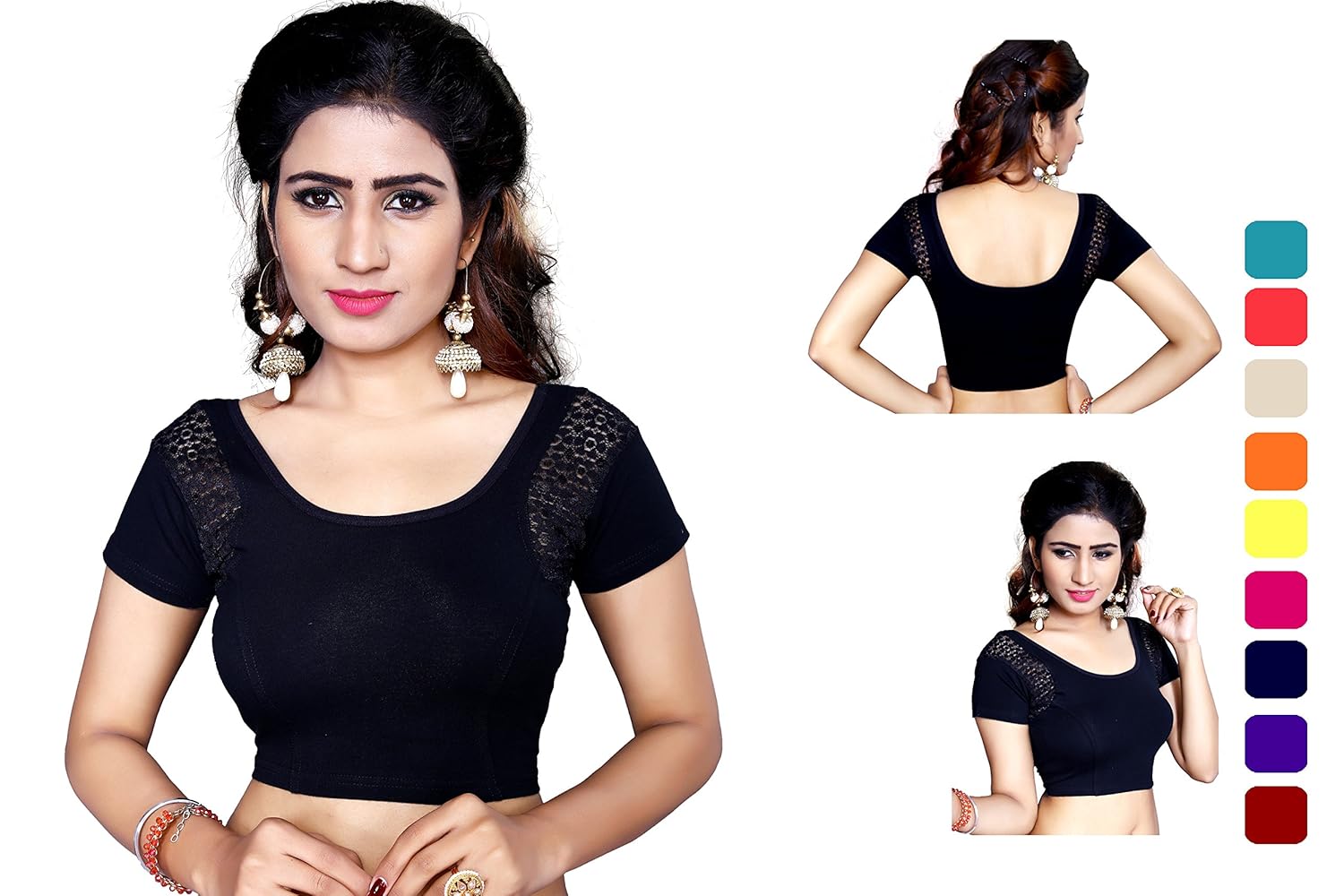 pdezaart women's streatchable designer art silk stitched readymade free size blouse