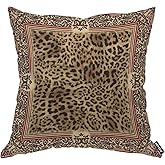 AOYEGO Leopard Skin Pattern Throw Pillow Cover Animal Fur Surface Spotted Block Exotic Wildlife Camouflage Pillow Case 18x18 Inch Decorative Men Women Room Cushion Cover for Home Couch Bed