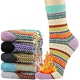 Heatuff Womens Thick Wool Socks Thermal Warm Winter Crew Socks 5 Pairs Multicolors
