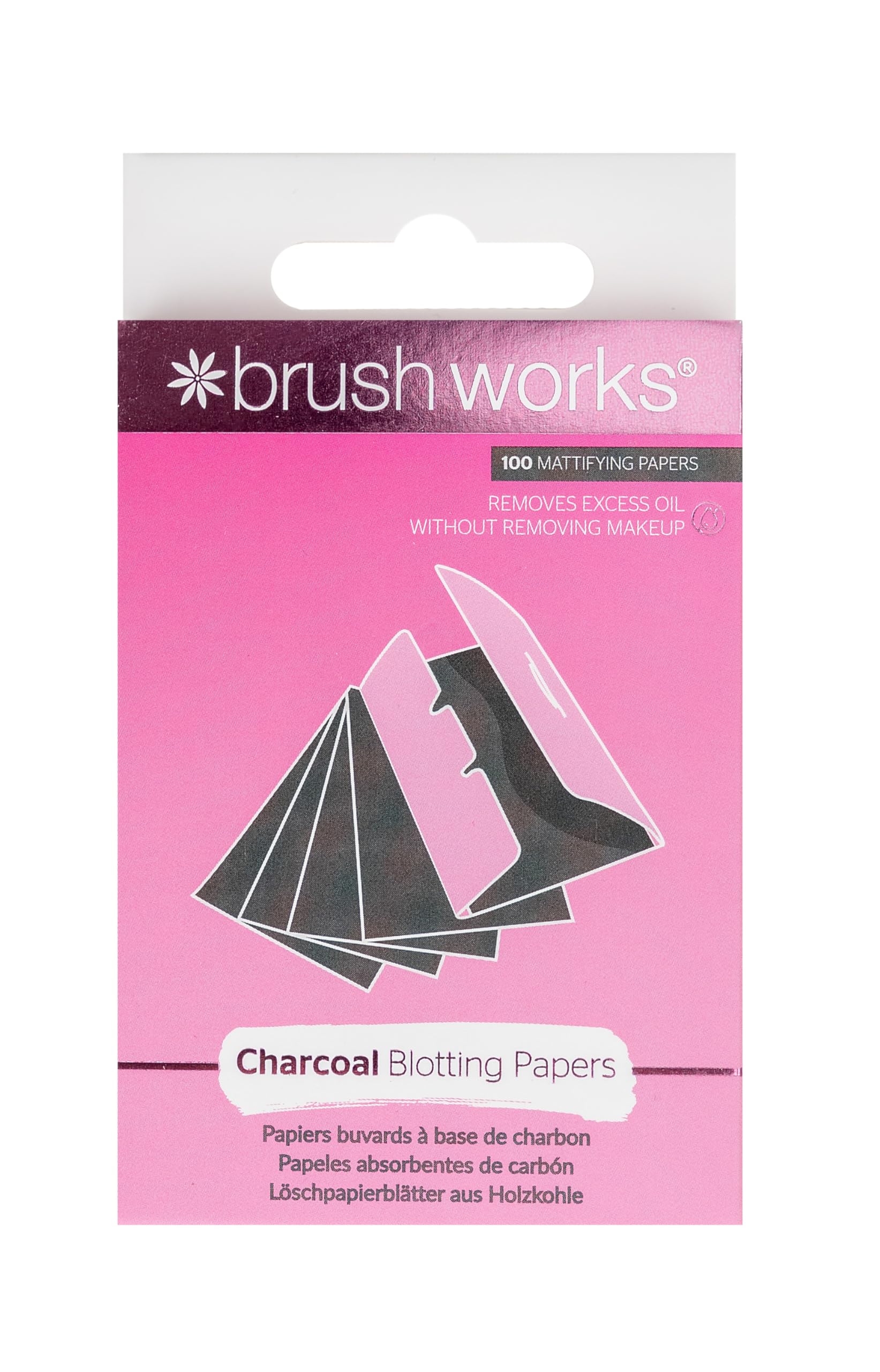 Brushworks Charcoal Blotting Papers – 100 Oil-Absorbing Mattifying Sheets for Face, On-the-Go Shine Control, Makeup-Friendly, Vegan & Cruelty-Free