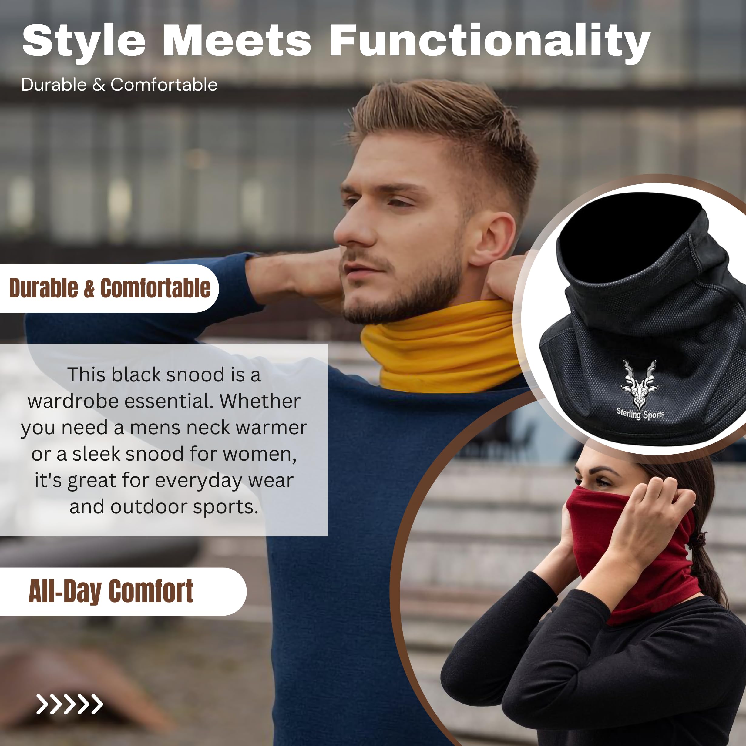 Sterling Sports Windproof Neck Warmer: Thermal Fleece Scarf for Motorbike, Cycling, Skiing - Ideal Motorbike Gifts & Accessories for Men & Women - Versatile Snood Scarf & Neck Tube