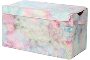 Heritage Kids Sorbet Dream Faux Fur Collapsible Toy Storage Trunk, 28" W, Tie Dye