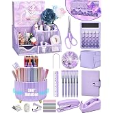 LXEVIHK Purple Desk Accessories 21-Piece Office Supplies Gift Set for Women | Desk organizers and accessories, office desk accessories, purple office supplies, desk organizer &amp; more in a gift-ready box