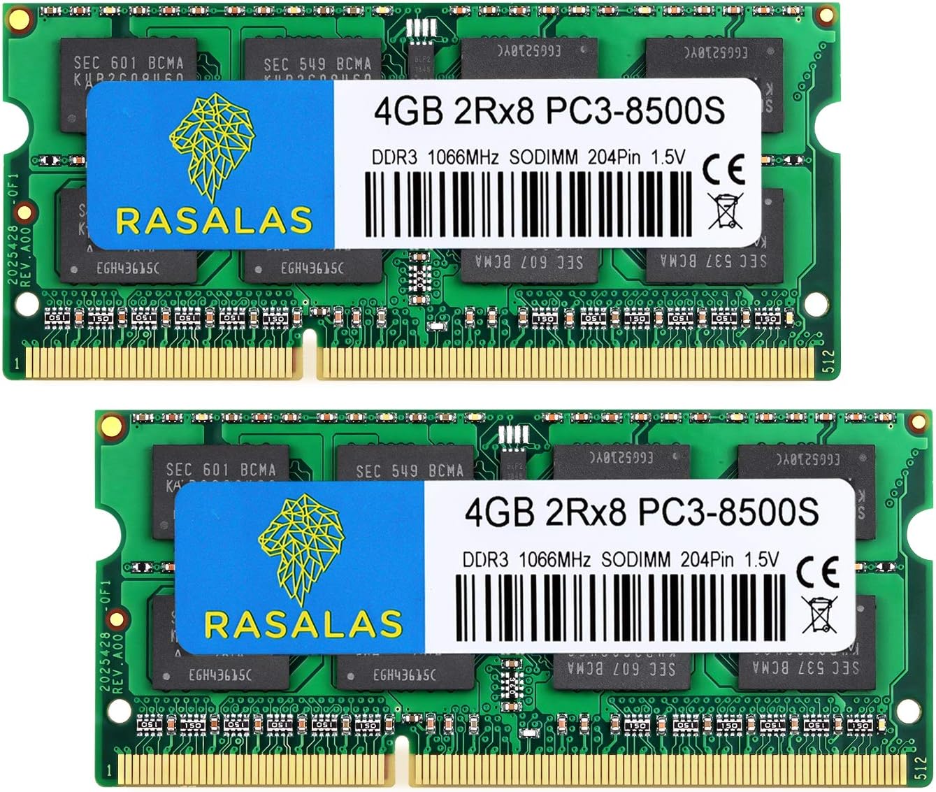 Rasalas 8GB Kit (2 x 4GB) PC3-8500S 1067MHz 1066MHz DDR3 8500 PC3-8500 SODIMM RAM Upgrade for Late 2008, Early/Mid/Late 2009, Mid 2010