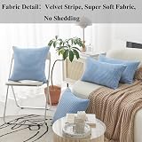 Home Brilliant Light Blue Cushion Covers 65x65 cm Set of 2 Striped Corduroy view 2