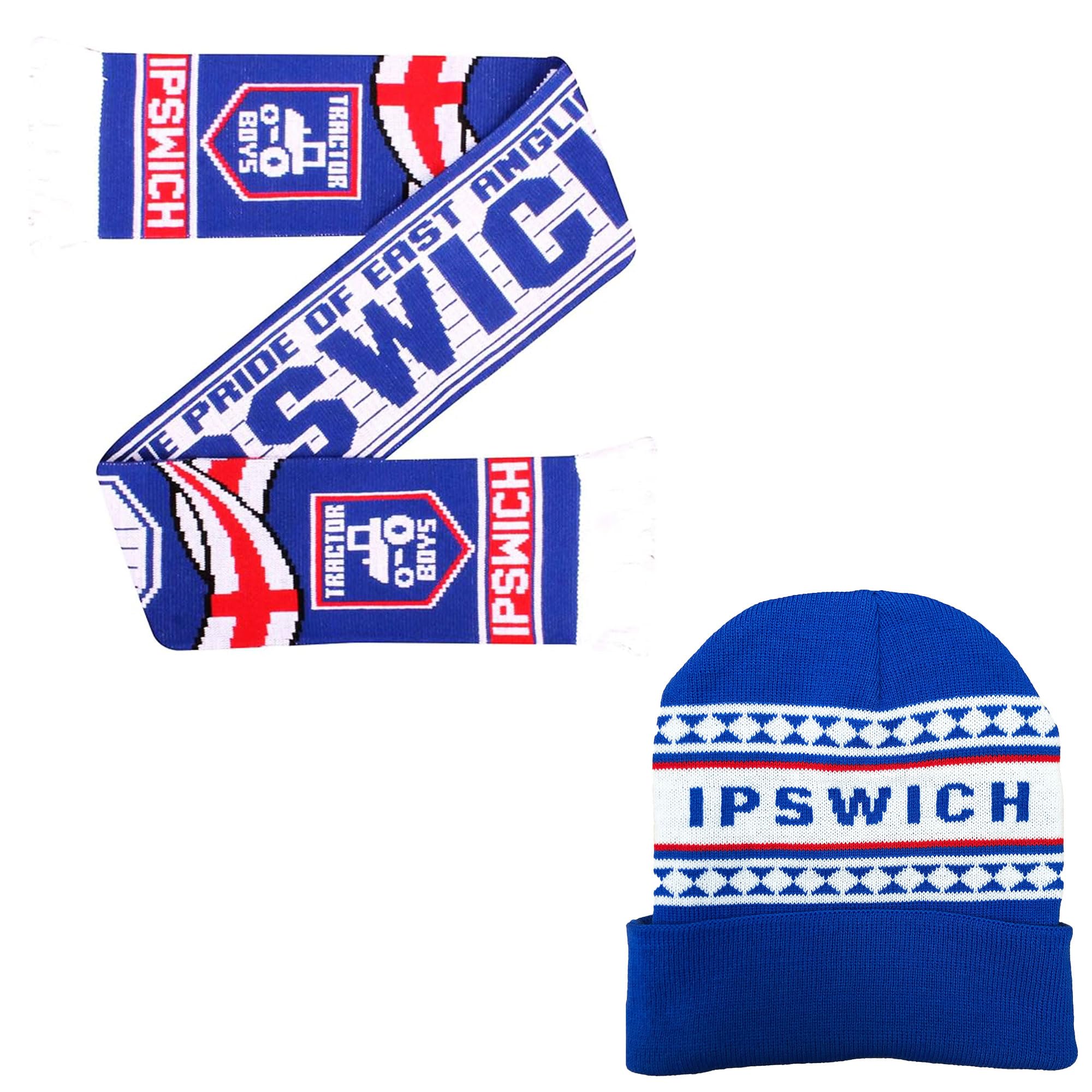 Beyond Happy Ipswich Tractor Boys Bobble Hat - Ipswich Knitted Winter Hat - Knitted 100% Acrylic Hat (UK, Alpha, One Size, Bronx Hat & Scarf Set)