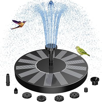 AISITIN Solar Fountain with 6 Nozzles Floating Pond Pump Garden Water Feature