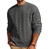 PJ PAUL JONES Mens Sweater Crewneck Cable Knit Pullover Sweater Casual Twist Textured Sweaters