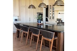 PURPLE LEAF Counter Height Bar Stool Set of 2 Modern Aluminum Rattan Wicker Outdoor Barstools with Backrest and Cushion for Kitchen Lawn Pool Bar Chairs Brown