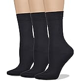 COTTON DAY Women's Soft Combed Cotton Dress Socks Seamless Toe Black White Gray Navy Blue Brown Beige
