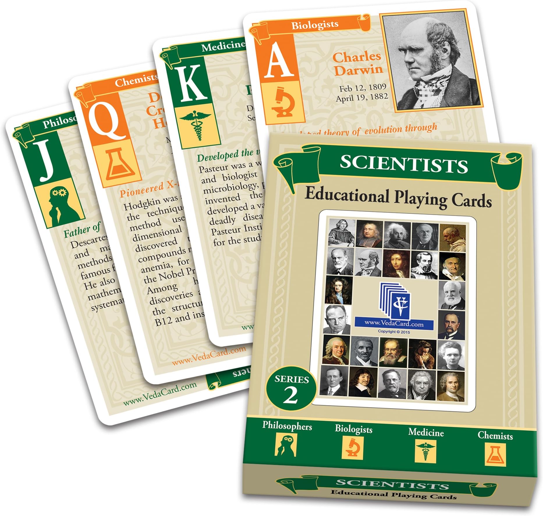 VedaCard Scientists Series 2 - Fun Card Games - Educational Deck of Playing Cards - Gifts for Little Scientist - Fun Game for Kids Learning History - Science Novelty Perfect for Stocking Stuffers