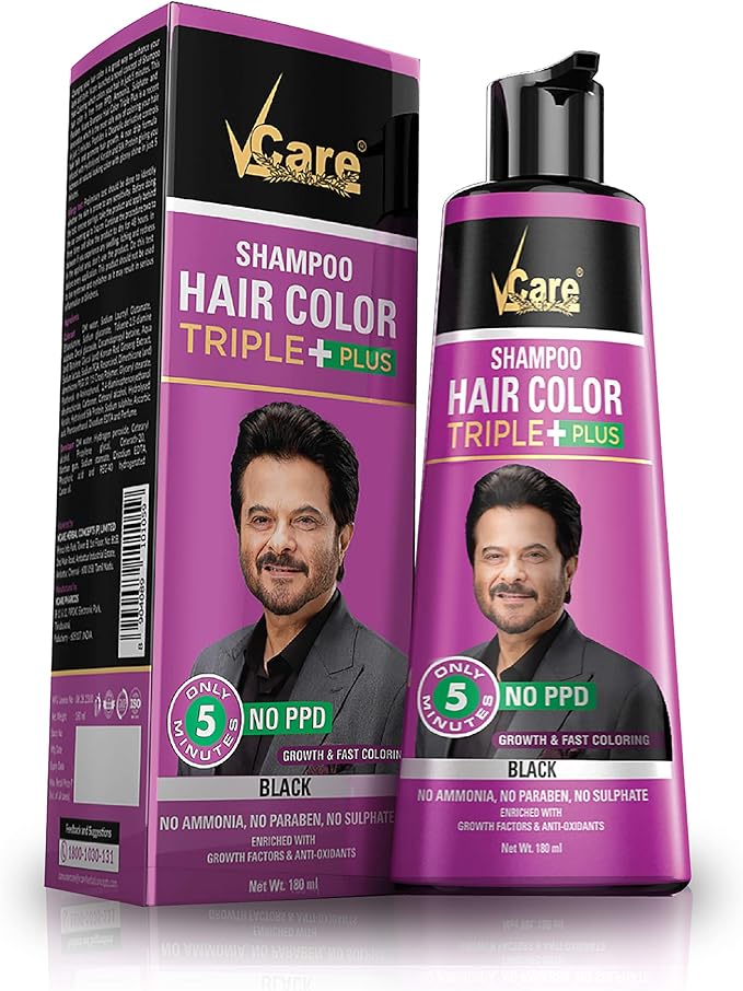 Vcare hair color shampoo black 180ml 