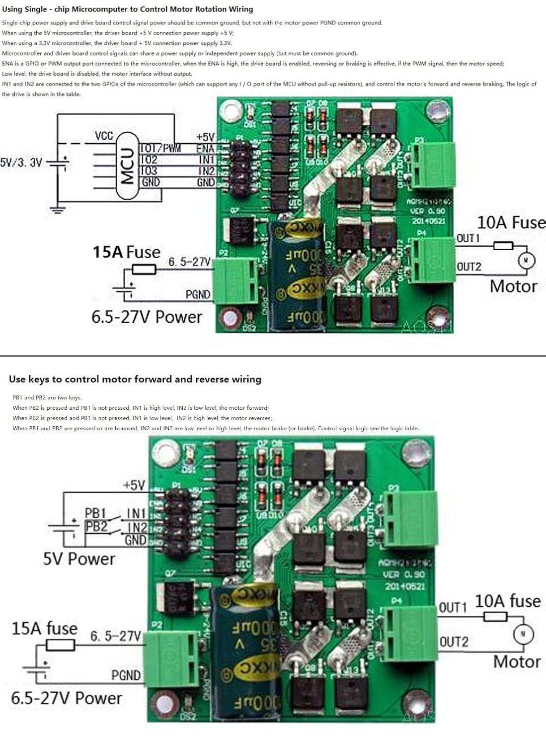 KNACRO Dual DC Motor Drive Module With optocoupler isolation 12V 24V 7A