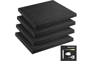 VAIPI 4 Pack Pick Pluck Foam Game Box Insert Foam Pre Cubed Customizable Polyethylene Foam Gridline Foam Cube Foam Foam Sheet Cushion Insert for Interlocking Case Camera Toolbox 11.81×11.81×0.98 Inches
