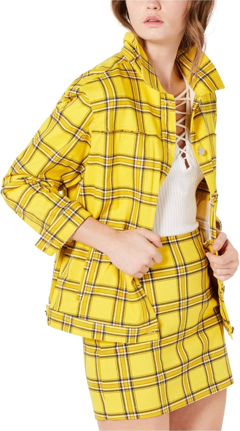 Buy GUESS Womens Plaid Jacket, Yellow, Large at Amazon.in