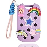1 Pack EVA Case Compatible for Touchland Hand Sanitizer Spray (Fit for 1 FL OZ/30 mL Ver), Portable Keychain & 10 Decorative Charms. (Pruple)