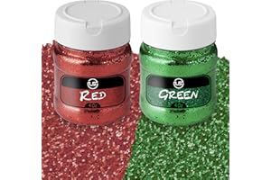 ULTIMATE STATIONERY Christmas Glitter Red, Green – Fine Glitter for Crafts, Resin, and Scrapbooking, 4 OZ Christmas Confetti Pack for Décor