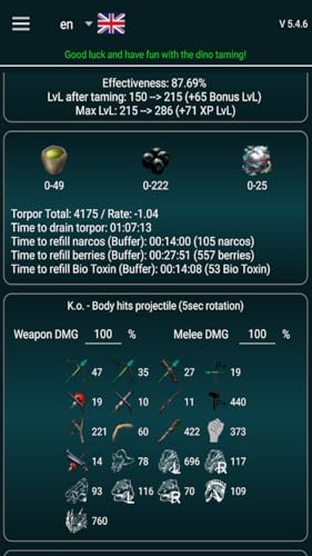 A Calc Taming Calculator For Ark Survival Evolved Amazon Com Appstore For Android