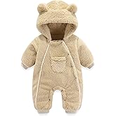 AiWMGL Newborn Baby Bear Outfit Suit Girls Boys Fleece Jumpsuit Romper Hooded Coat Winter Clothes Outwear Snowsuit
