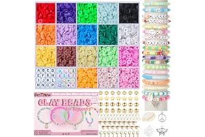 BestNow Clay Beads Bracelet Making Kit Toys for Girls Kids Charms Kit 18 Colors Friendship Bracelet Kit Letter Beads DIY Crafts Teen Girl Gifts Toys for Ages 6 7 8 9 10 11 12