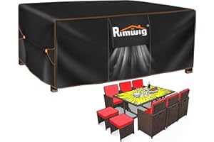 Rimwig Patio Furniture Set Cover Waterproof, Outdoor Dining Coffee Table Chair Covers Rectangular, Heavy Duty Outside Weatherproof 60" L x 30" W x 28" H…