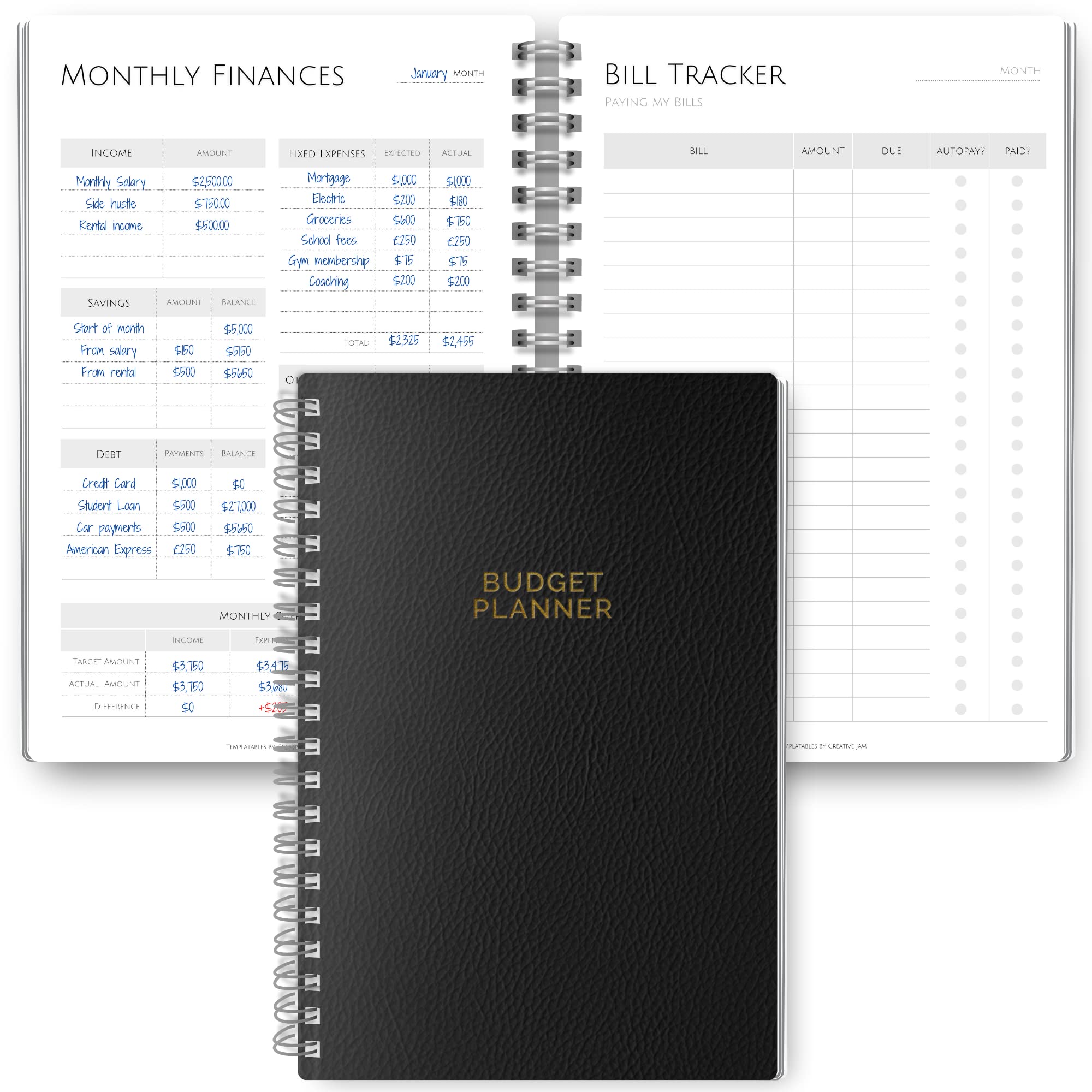 Budget Planner & Monthly Bill Organizer | Finance Budget Planner, Financial Savings, Debt, Income, Expenses, Spending & Bill Trackers - A5 Mono โ image 1